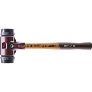 HALDER Schonhammer Temperguss Kopf ø 40 mm Gummi schwarz Hickory Stiel