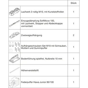 HAWA Junior 100/Z-Pocket Beschlagset Holz SoftMove Federpuffer (30243)