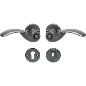 Sicherheits-Drueckergarnitur STUBAI auf Rosette,verzinkt schwarz hell passiviert