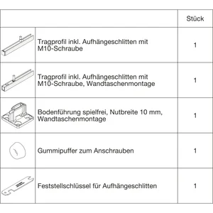 HAWA Junior 100/B-Pocket Grundbeschlagset Holz ohne Laufwerk (30154)