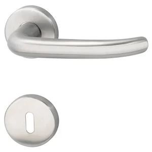 FH-Drückergarnitur BRÜNN - auf Rosette WC (Rot, weiß), 38 - 45, Edelstahl matt