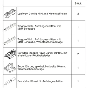 HAWA Junior 100/B-Pocket Beschlagset Holz SoftStop (30248)