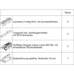 HAWA Junior 100/B Beschlagset Holz SoftStop (30225)