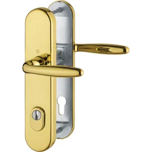 Sicherheits-Drückergarnitur VERONA mit Kernziehschutz,PZ 88, RC2,Messing poliert