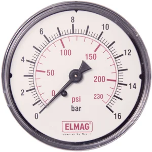 ELMAG Druckluft Manometer 63 mm 0 - 16 bar mit Außengewinde hinten 1/4"