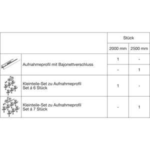 HAWA-Junior 40 Pocket Montageset Wandtasche L=2000 mm Alu farblos eloxiert