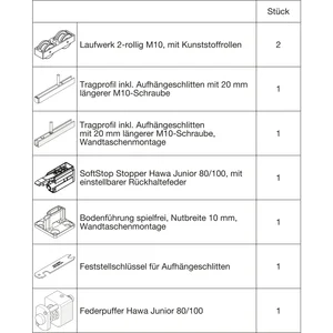 HAWA Junior 100/B-Pocket Beschlagset Holz SoftStop Federpuffer +20 mm (30261)