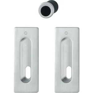 HOPPE Schiebetürmuschel Set M464 - BB,eckige Rosette,Messing verchromt satiniert