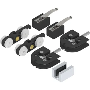 SOLIDO 100 Beschlagset Glas Punktbefestigung 12-12,76 mm Führung silber eloxiert