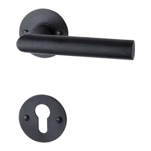 HALCÖ Drückergarnitur DAVOS - auf runder Rosette PZ, TS-50, Schwarzstahl