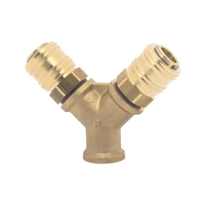 Druckluft Verteiler Messing mit IG 3/8" und 2 Euro Kupplungen
