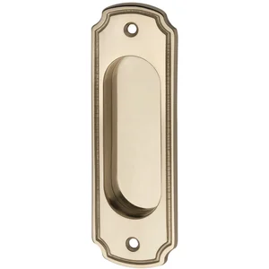 Schiebetürmuschel 40 x 127 mm, ungelocht, Messing poliert, kantig