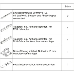 HAWA Junior 100/B-Pocket Beschlagset Holz SoftMove (30255)