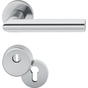 FSB Haustürdrückergarnitur 12 1076 mit Kernziehschutz, Edelstahl matt