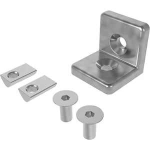 FATH Verbindungswinkel 40 x 40 mm pulverbeschichtet alufarbig Nut 8 - Set