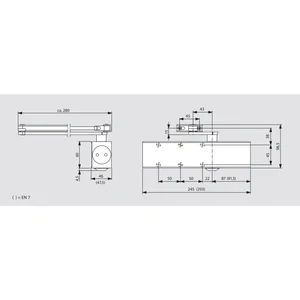 DORMAKABA Türschließer TS 83 mit Flachgestänge, EN 3-6, Abschaltung, weiß