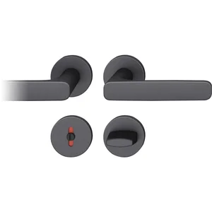 FSB Drückergarnitur 12 1289 ASL auf Rosette WC DIN, schwarz matt