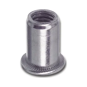 Blindnietmutter Flachkopf Unterkopfverzahnt Rundschaft offen M12 Stahl verzinkt