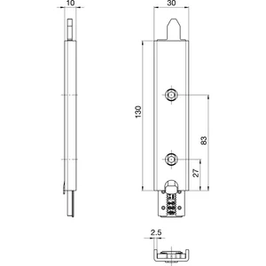 GU Anschlusseinheit zu Falzhebelgetriebe,Secury Automatic 130mm,LI,oben/unten