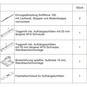 HAWA Junior 100/B-Pocket Beschlagset Holz SoftMove +20 mm (30266)