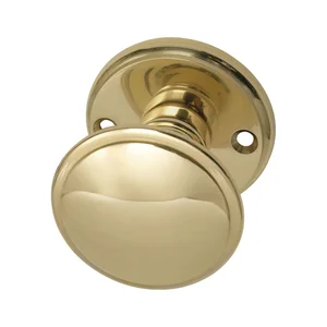 MARCHESI Türknopf Flachform - auf Rosette (Facette), ø 55 mm, Messing poliert