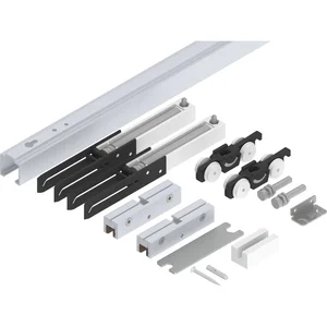 HELM 53 Beschlagset Wand Glas 50 kg Laufschiene L=1700 mm 2 Dämpfungen silber