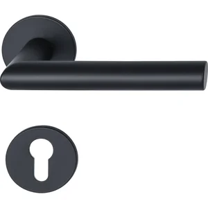 MARCHESI Drückergarnitur GEHRUNG auf Flachrosette PZ, Edelstahl schwarz matt