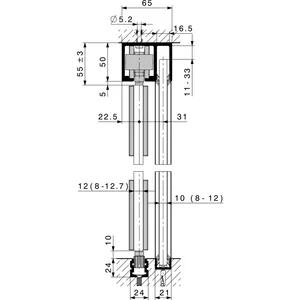 HAWA Junior 120/GP Laufschienenset Festverglasung L=6000 mm silber eloxiert