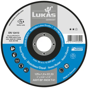 LUKAS Trennscheibe Promax** gerade Form 125 x 1.0 mm Inox/Stahl