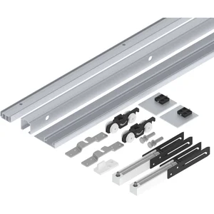 HELM 53 Beschlagset Wand Holz 50 kg Laufschiene L=2100 mm Blende Dämpfung silber