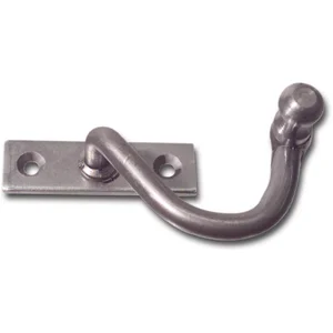 Kurbelreiber mit Eisenknopf auf eckiger, gerader Platte, Stahl blank, links, 15