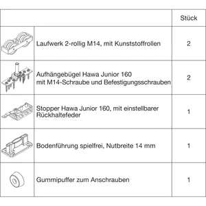 HAWA Junior 160/A Beschlagset Holz ohne Laufschiene