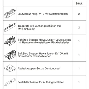HAWA Junior 100/B Acoustics Beschlagset Holz SoftStop
