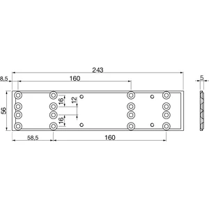 ECO Montageplatte für Newton TS 20, 243 x 56 x 5 mm, silber