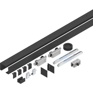 HELM GT-L 50 Beschlagset Glas 8-10 mm L=2000 mm Wand 50 kg Alu schwarz matt