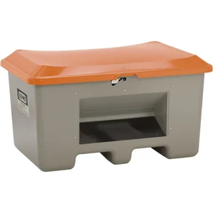 Streugutbehälter Plus3 mit Entnahme und Staplertasche 400 Liter grau/orange