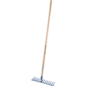 OFFNER Schotterrechen gehärtet Breite 460 mm und 14 Zinken mit Stiel