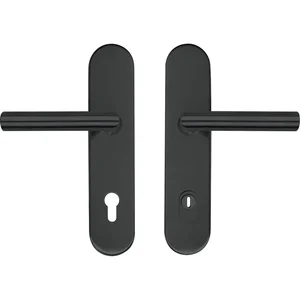 SH-Drückergarnitur GEHRUNG -auf Schild PZ88, mit Kzs., Edelstahl schwarz