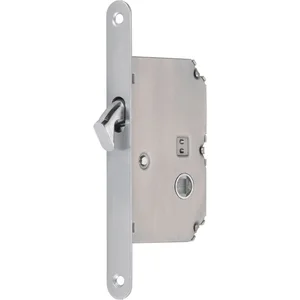 HOPPE Schiebetürschloss mit Bogenriegel, WC, DM 50, rund, verchromt satiniert