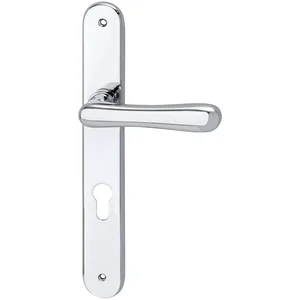 Haustürdrückergt. ELEGANT 22 - auf Langschild PZ88, Messing verchromt