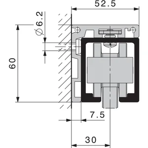 HAWA Junior 120 Holz/Glas Winkelprofil Wandmontage auf Maß silber