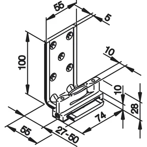 HAWA-Confort Bodenführung 1-teilig Holz Nut 10 mm Führungswinkel lang schwarz
