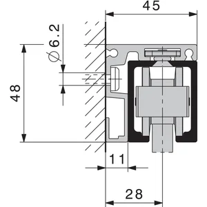 HAWA-Junior 100 Holz Winkelprofil Wandmontage auf Maß Türstärke bis 42 mm silber