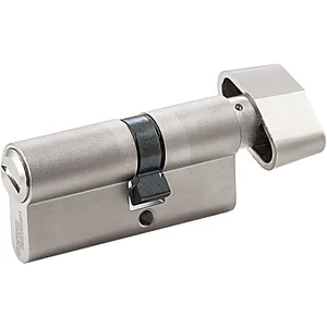 WC-Zylinder m. Drehknauf innen, 35/27 mm, Messing vernickelt matt