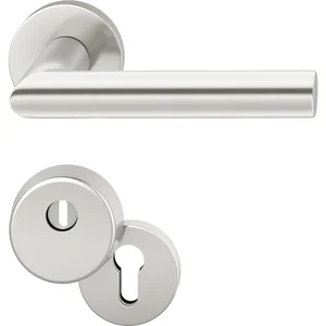 FSB Haustürdrückergarnitur 12 1076 mit Kernziehschutz, Aluminium silber eloxiert