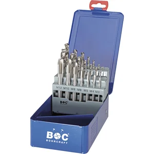 BOHRCRAFT Maschinen Gewindebohrer-Box HSSG/HSS-E Co5 M3-M12 + Kernloch