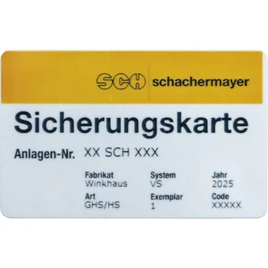 Sicherungskarte Zweitschrift Eigenprofil WINKHAUS/DORMAKABA/ABUS