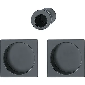 HOPPE Schiebetürmuschel Set 4921 - BL, eckige Rosette, Aluminium schwarz matt