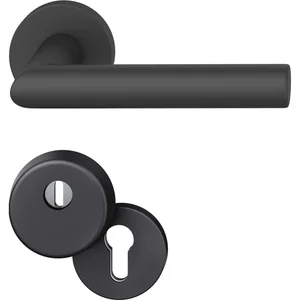 FSB Haustürdrückergarnitur 12 1076 mit Kernziehschutz, Aluminium schwarz matt