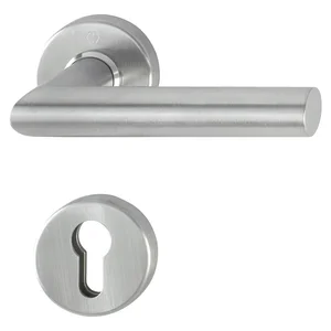 SH-Drückerhalbgt. AMSTERDAM-zu SH-Knopflangschild, PZ, Edelstahl matt